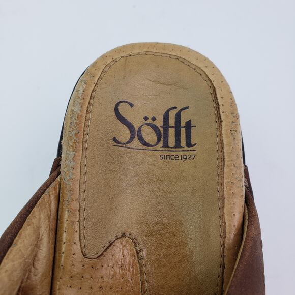 Sofft Womens Size 8 Brown Leather Slip On Studded Mule Clog Shoes 1009575 - Picture 10 of 11